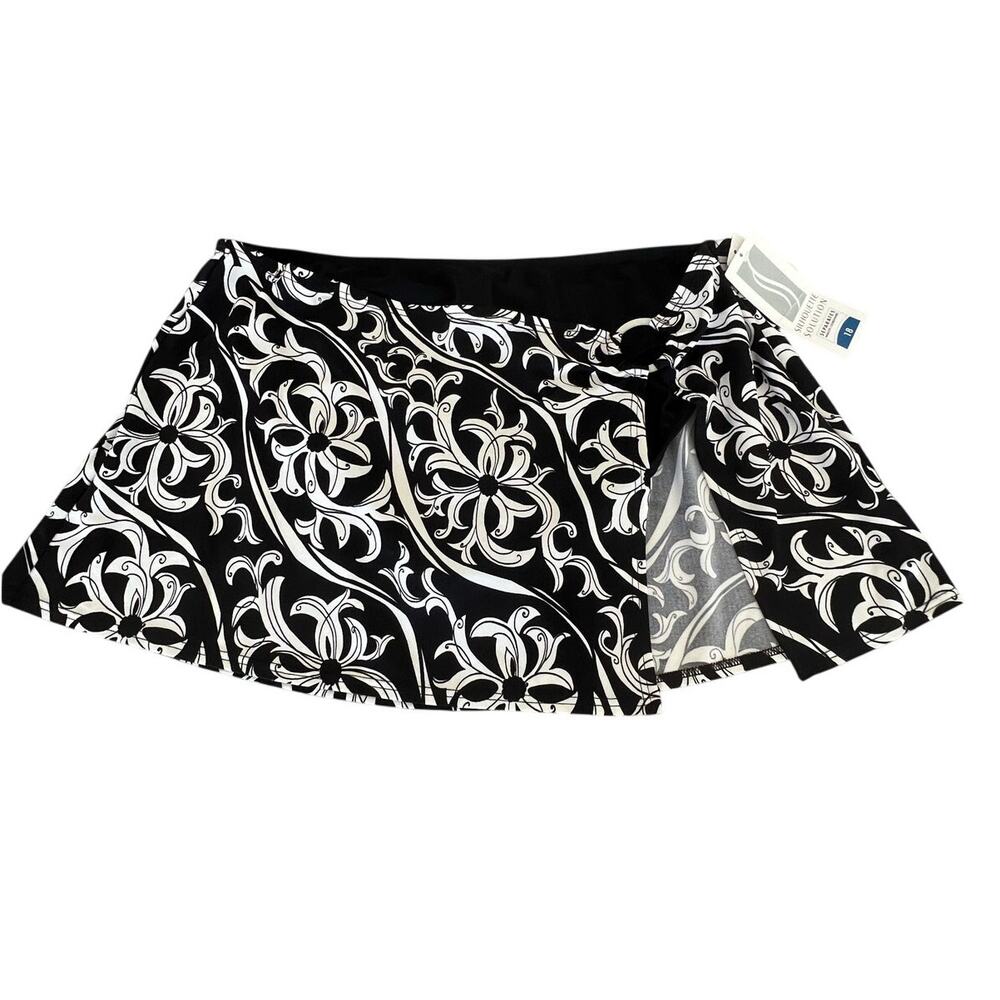 Silhouette Solution Black & White Print Swimwear Bottom Women's Size 18 NWT